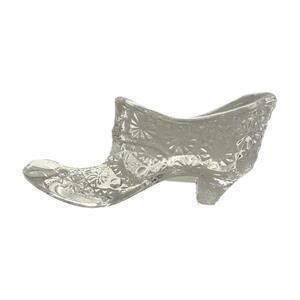 Vintage Fenton Type Clear Glass Slipper Daisy Button Bow - Rare